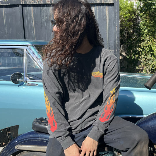 "BG SHOP TEE / FLAMES" '58 PANHEAD CHOPPER L/S T-SHIRTS - PEPPER