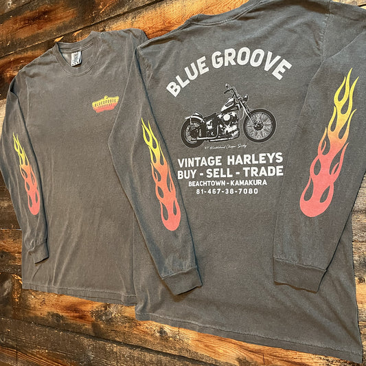 "BG SHOP TEE / FLAMES" '47 KNUCKLEHEAD CHOPPER L/S T-SHIRTS - PEPPER