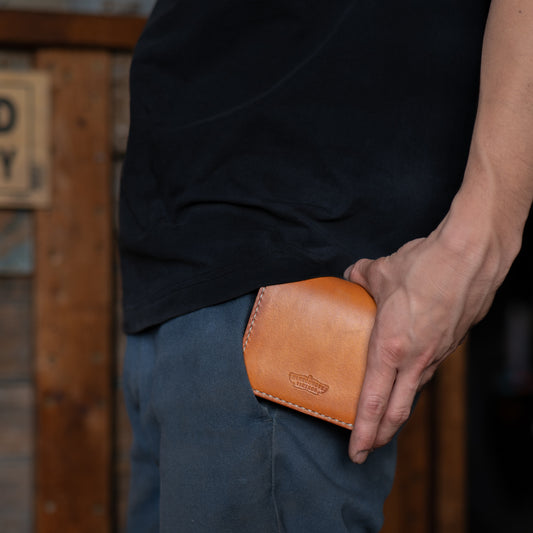 BG BI-FOLD LEATHER WALLET - CAMEL