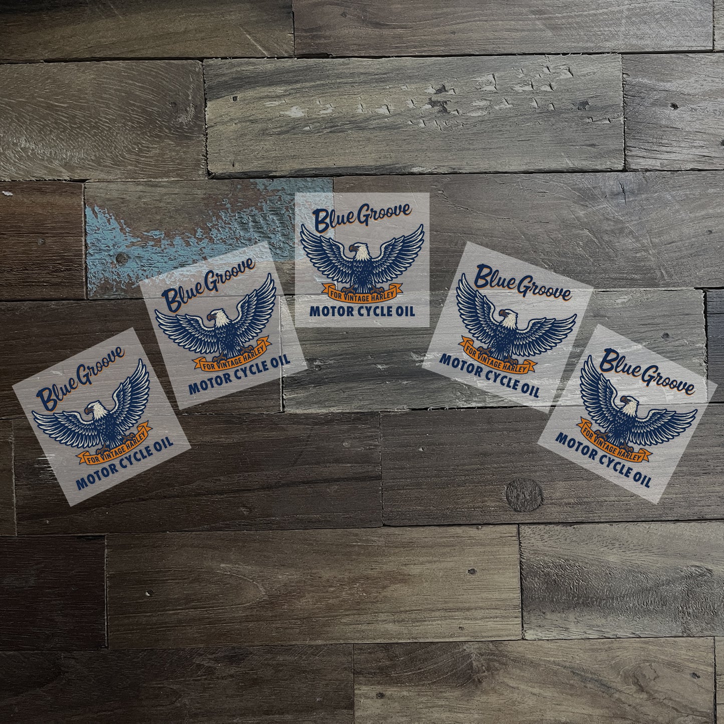 BLUE GROOVE MOTOR CYCLE OIL STICKER - CLEAR