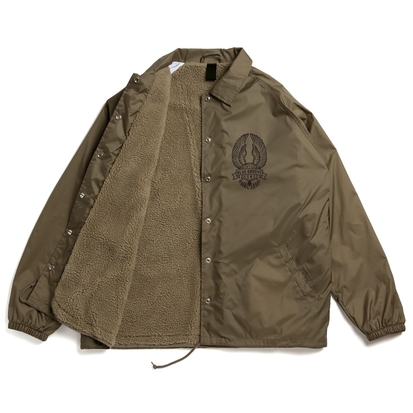 "BRING 'EM BACK TO LIFE" WATERPROOF NYLON COACH JKT with SHERPA LINED BOA - BROWN