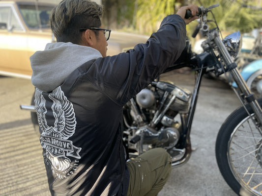 "BRING 'EM BACK TO LIFE" WATERPROOF NYLON COACH JKT with SHERPA LINED BOA - BLACK