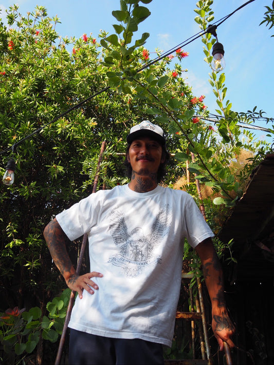 "BG FREE BIRD / FLAMES" L/S Tshirts - WHITE