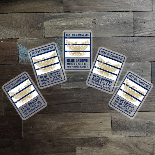 BLUE GROOVE MOTOR CYCLE OIL CHANGE STICKER