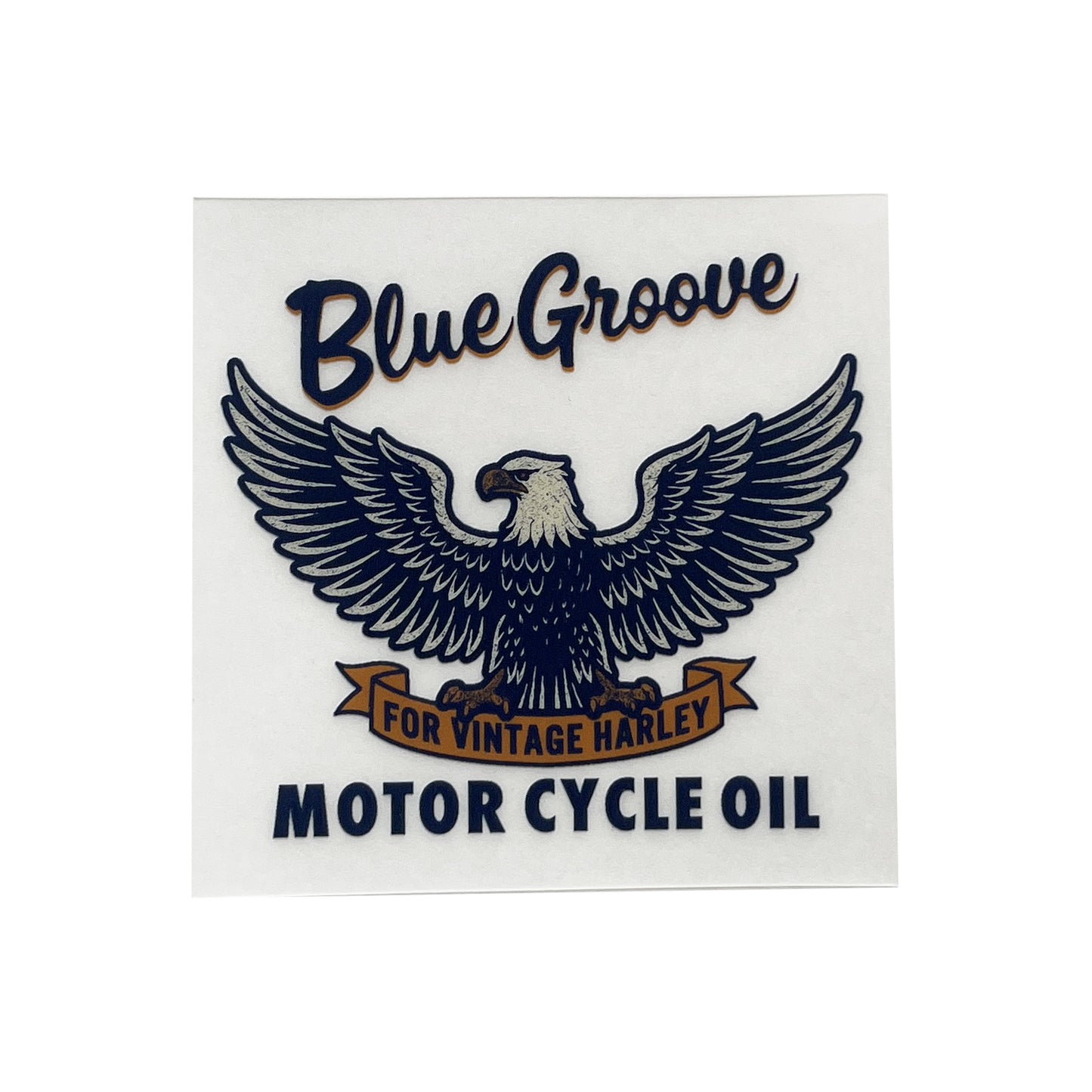 BLUE GROOVE MOTOR CYCLE OIL STICKER - CLEAR