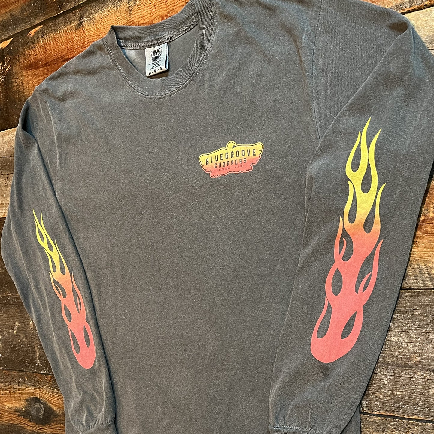 "BG SHOP TEE / FLAMES" '47 KNUCKLEHEAD CHOPPER L/S T-SHIRTS - PEPPER