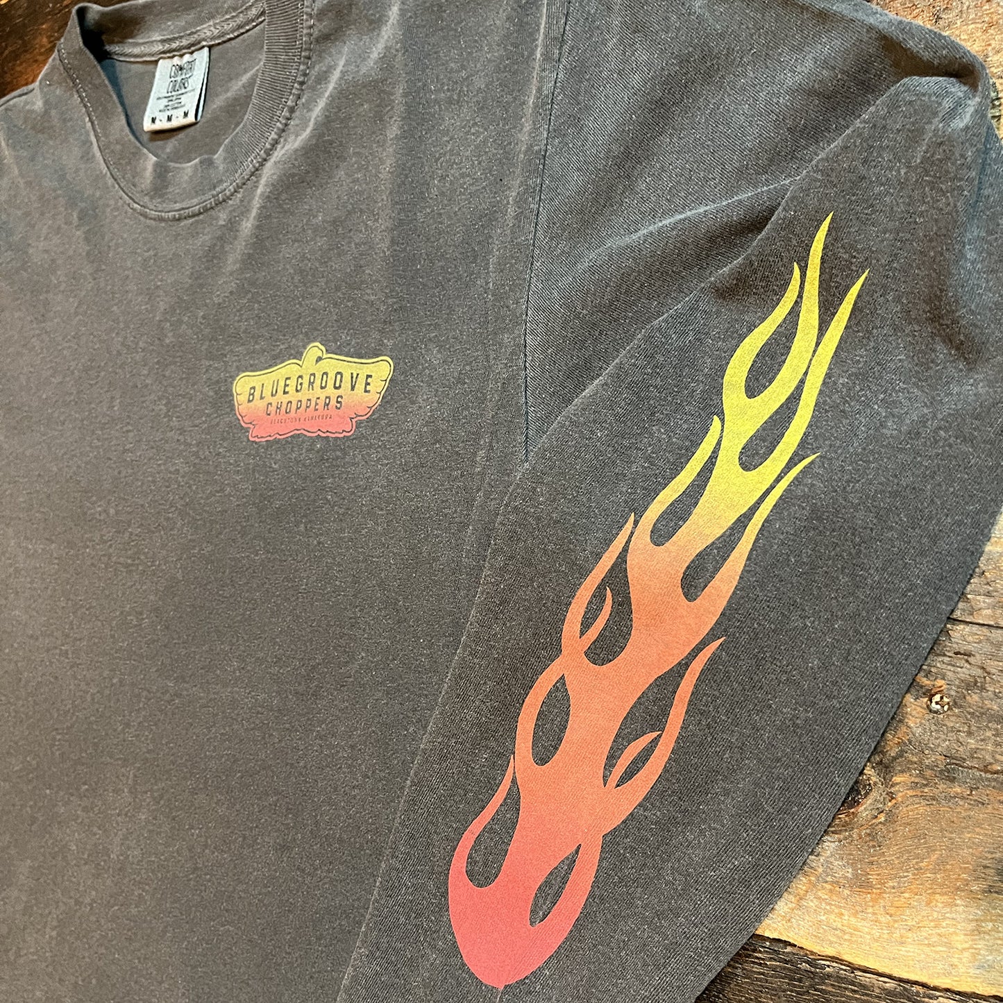 "BG SHOP TEE / FLAMES" '58 PANHEAD CHOPPER L/S T-SHIRTS - PEPPER