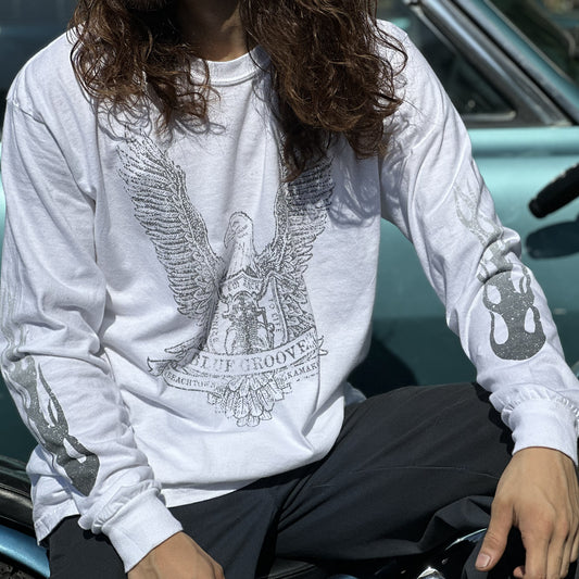 "BG Free Bird / Flames" L/S Tshirts - White