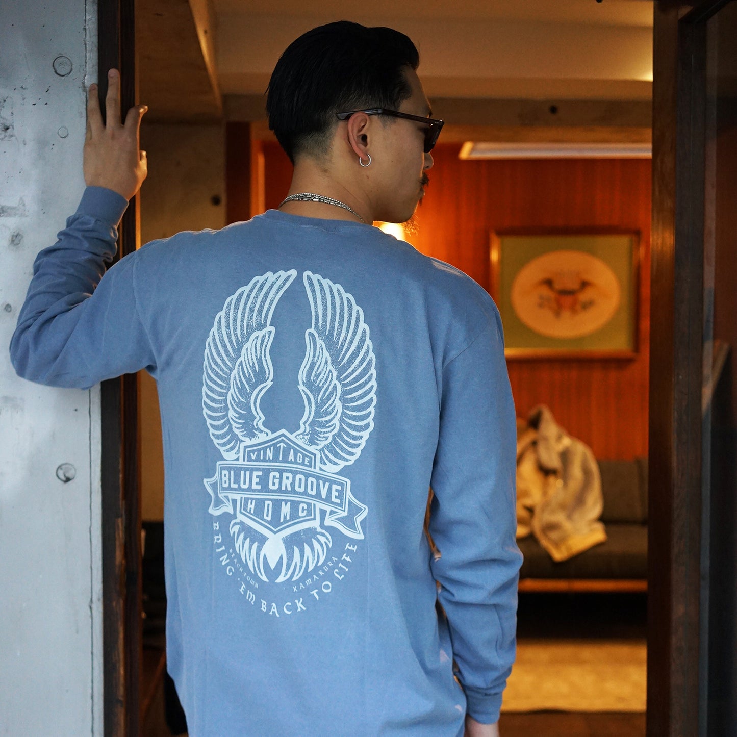 "BRING 'EM BACK TO LIFE" L/S Tshirts NAVY