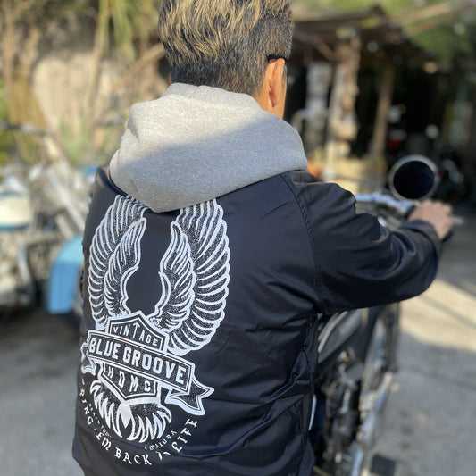 "BRING 'EM BACK TO LIFE" Waterproof Nylon Coach Jkt - Black