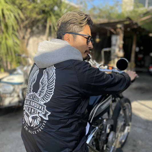 "BRING 'EM BACK TO LIFE" Waterproof Nylon Coach Jkt - Black