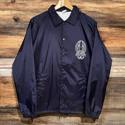 "BRING 'EM BACK TO LIFE" WATERPROOF NYLON COACH JKT - NAVY
