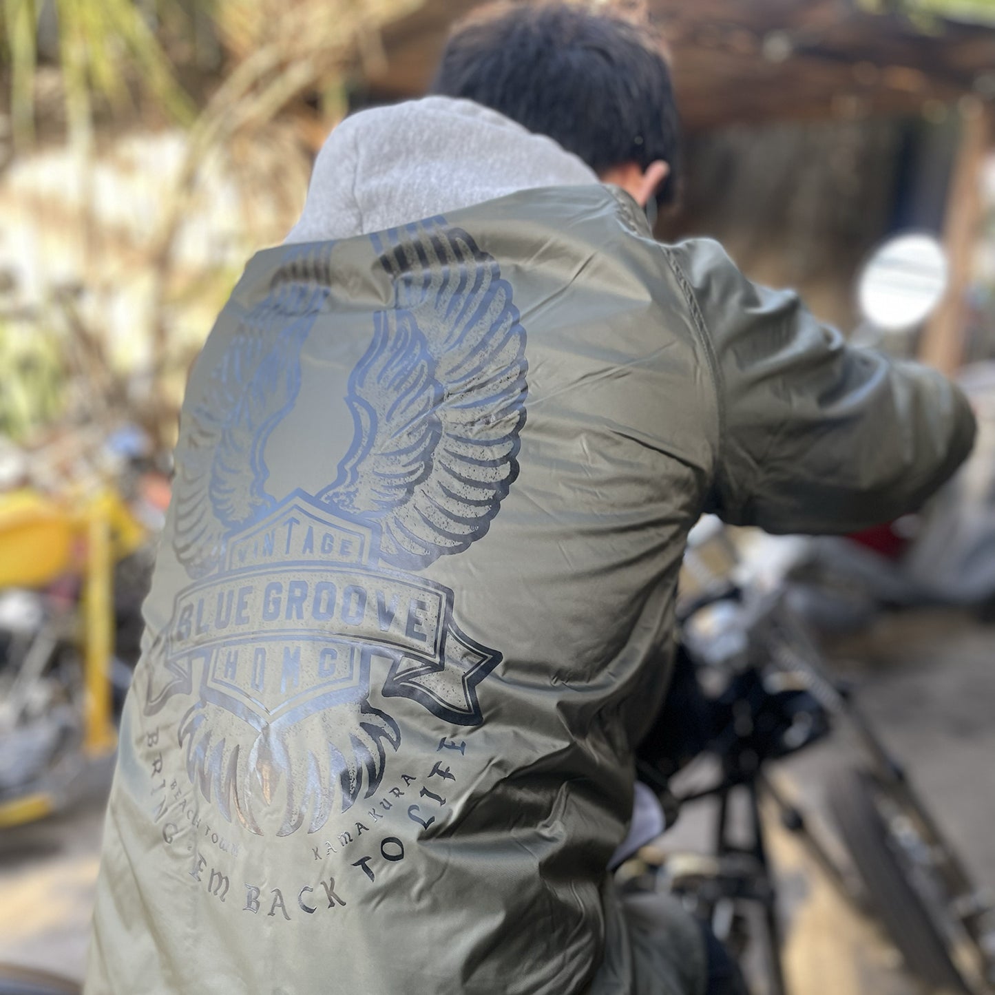 "BRING 'EM BACK TO LIFE" WATERPROOF NYLON COACH JKT - OLV