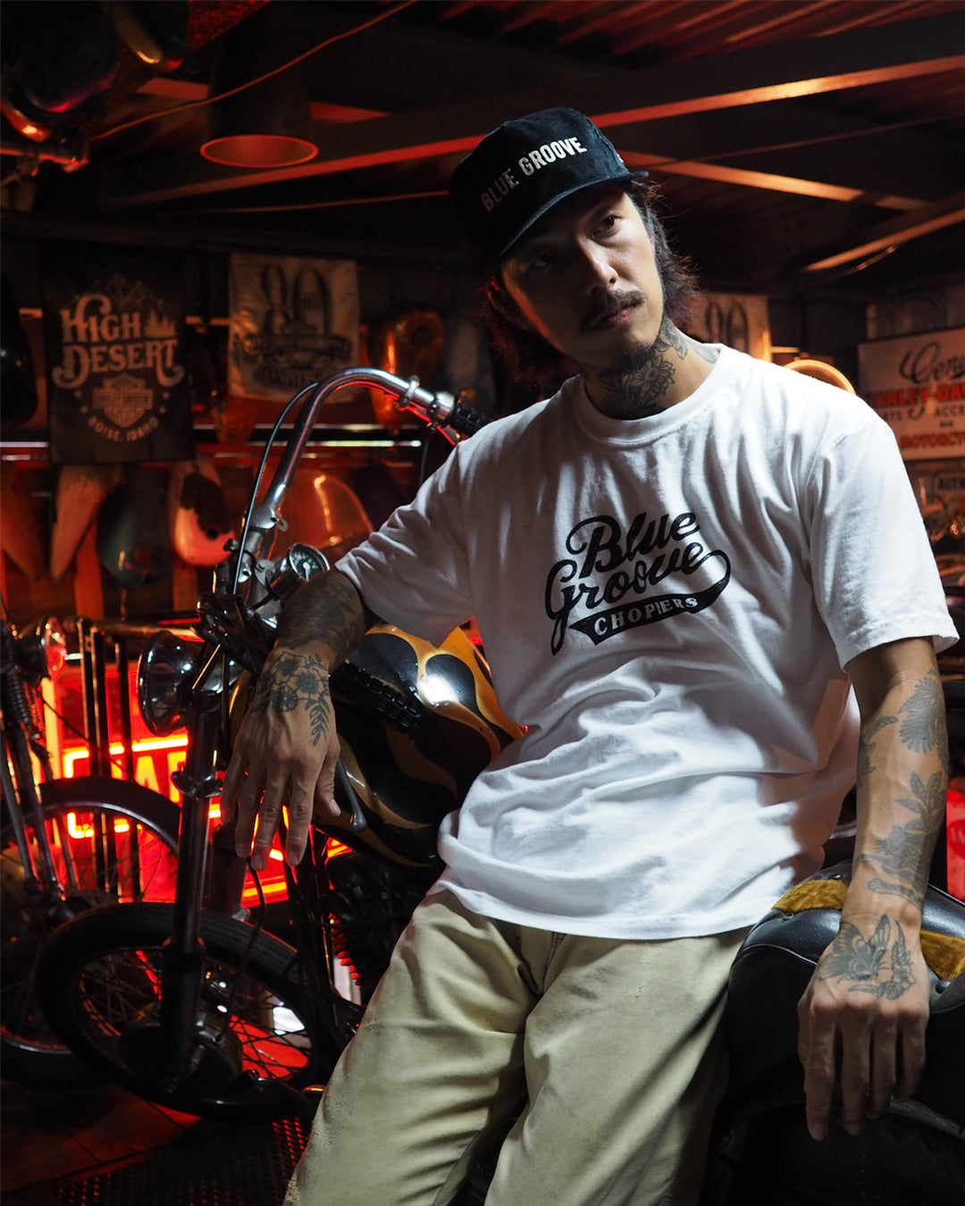 "BG CHOPPERS" S/S Tshirts - WHITE x BLACK