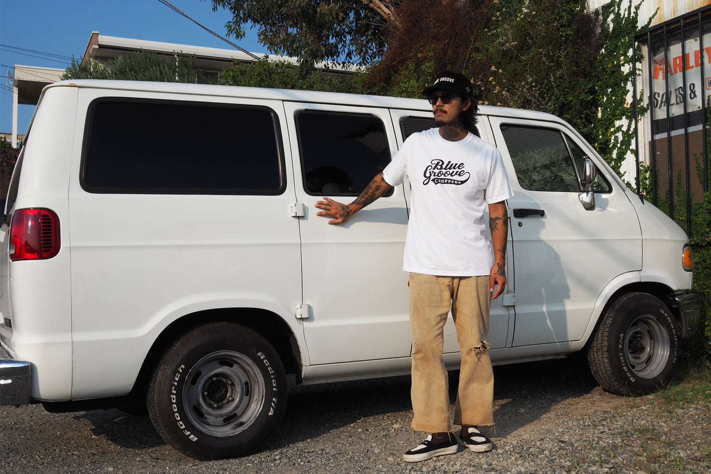 "BG CHOPPERS" S/S Tshirts - WHITE x BLACK