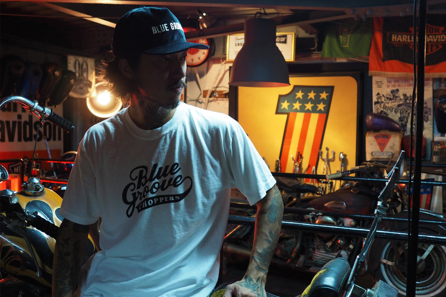 "BG CHOPPERS" S/S Tshirts - WHITE x BLACK