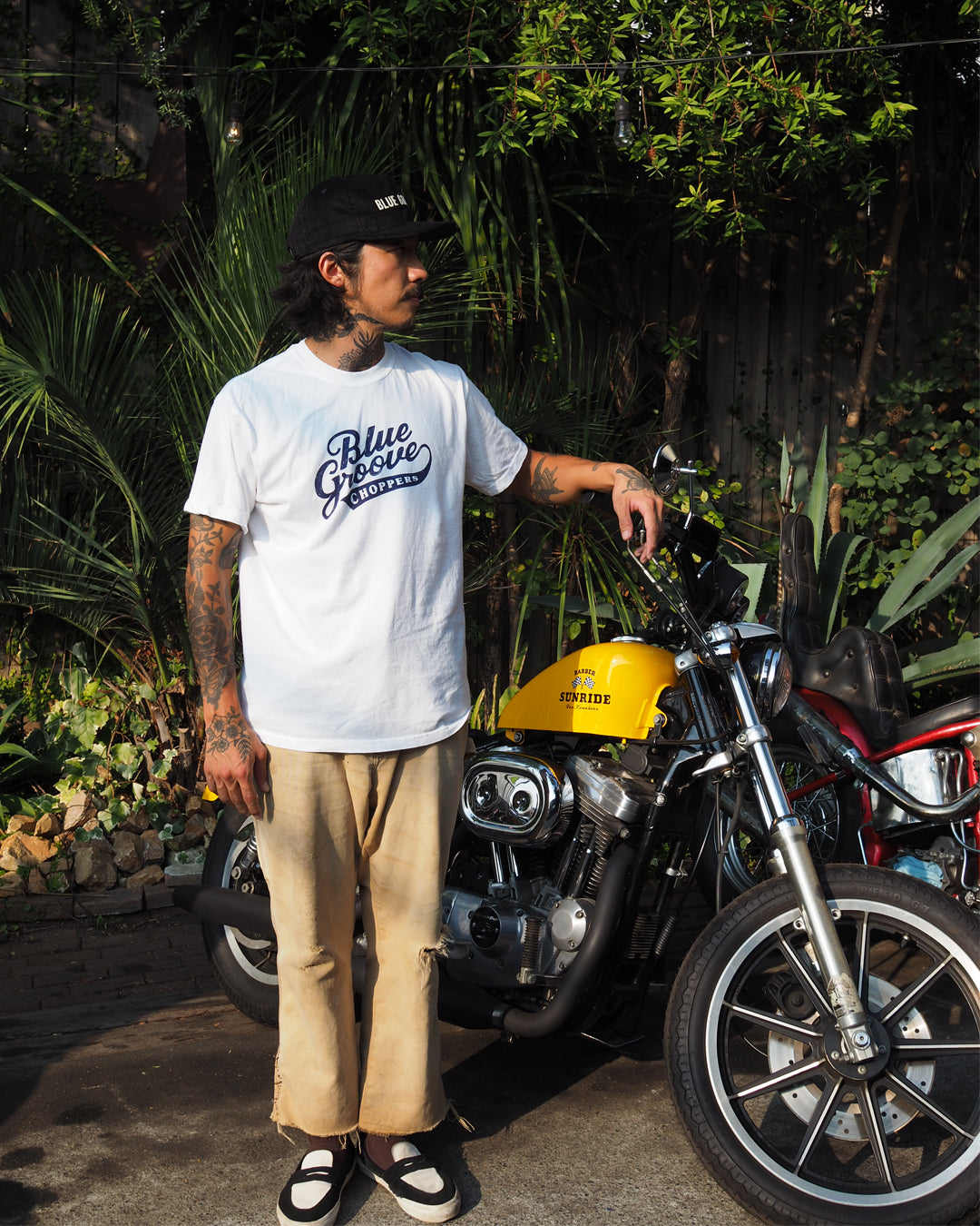 "BG CHOPPERS" S/S Tshirts - WHITE x NAVY