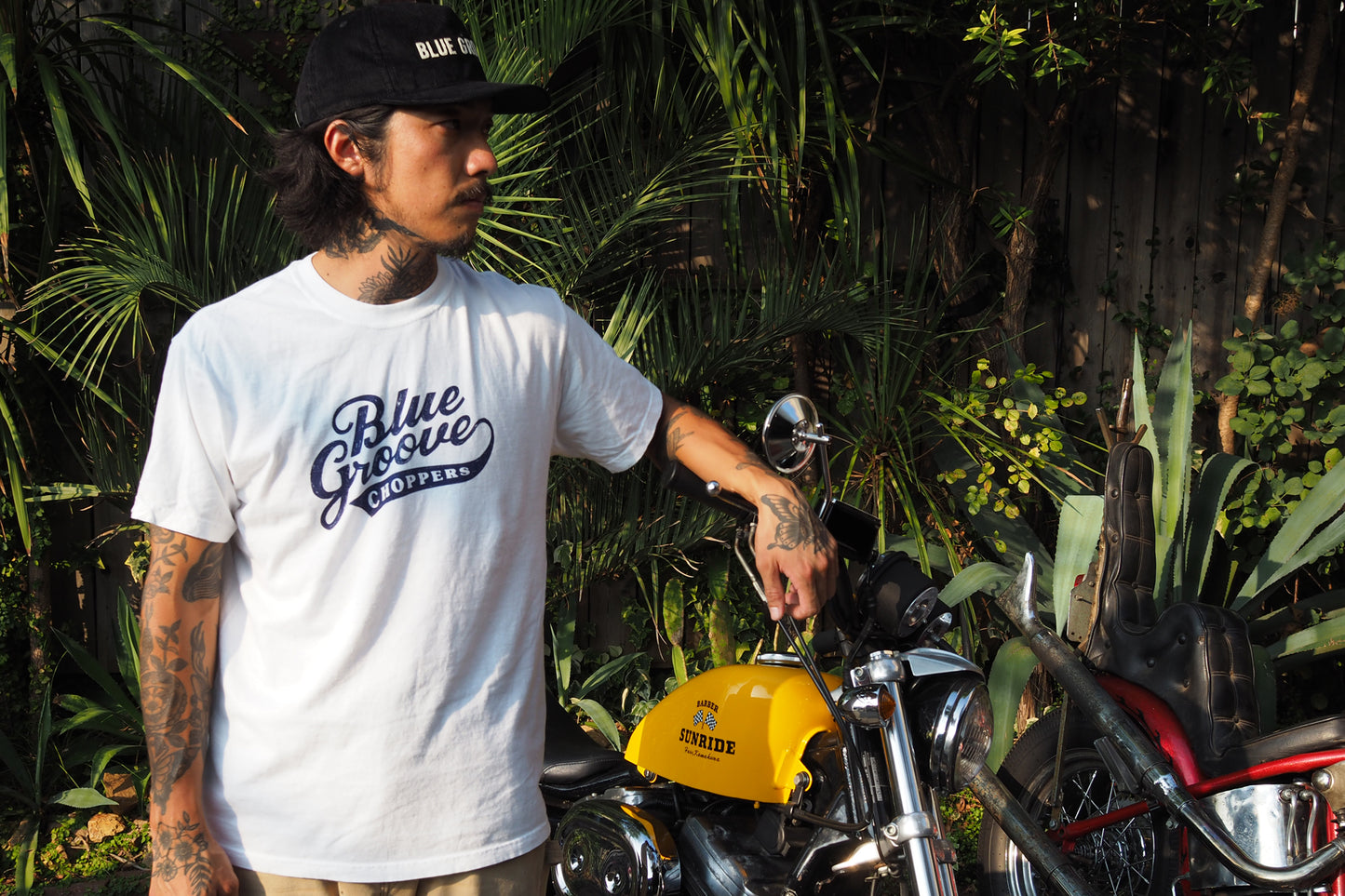 "BG CHOPPERS" S/S Tshirts - WHITE x NAVY