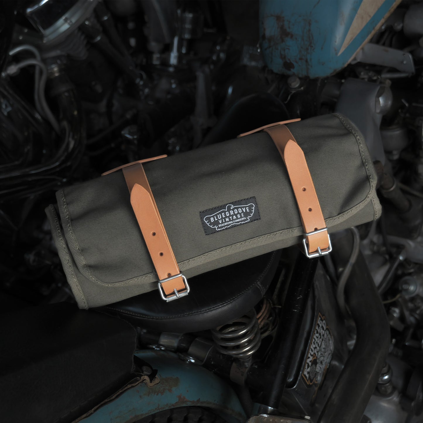 BG VINTAGE CANVAS TOOL ROLL - CAMEL BELT