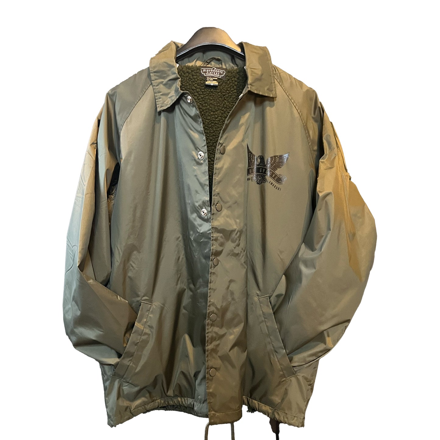 "FLYING EAGLES" WATERPROOF NYLON COACH JKT with SHERPA LINED BOA - OLIVE