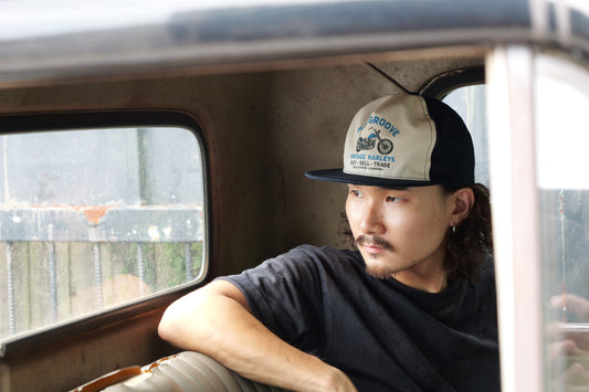 BG x The Ampal Creative “CHOPPER” STRAPBACK CAP - NAVY