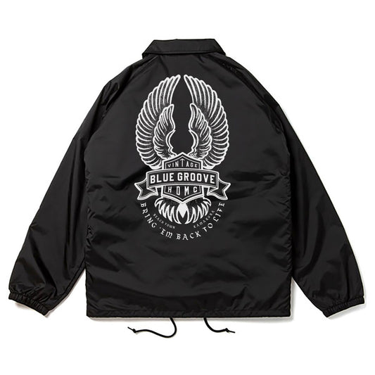 "BRING 'EM BACK TO LIFE" Waterproof Nylon Coach Jkt - Black
